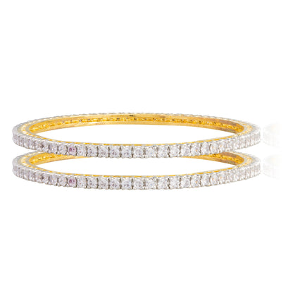 24K Gold Plated Solitaire Bangles For Women (SJ_3001)