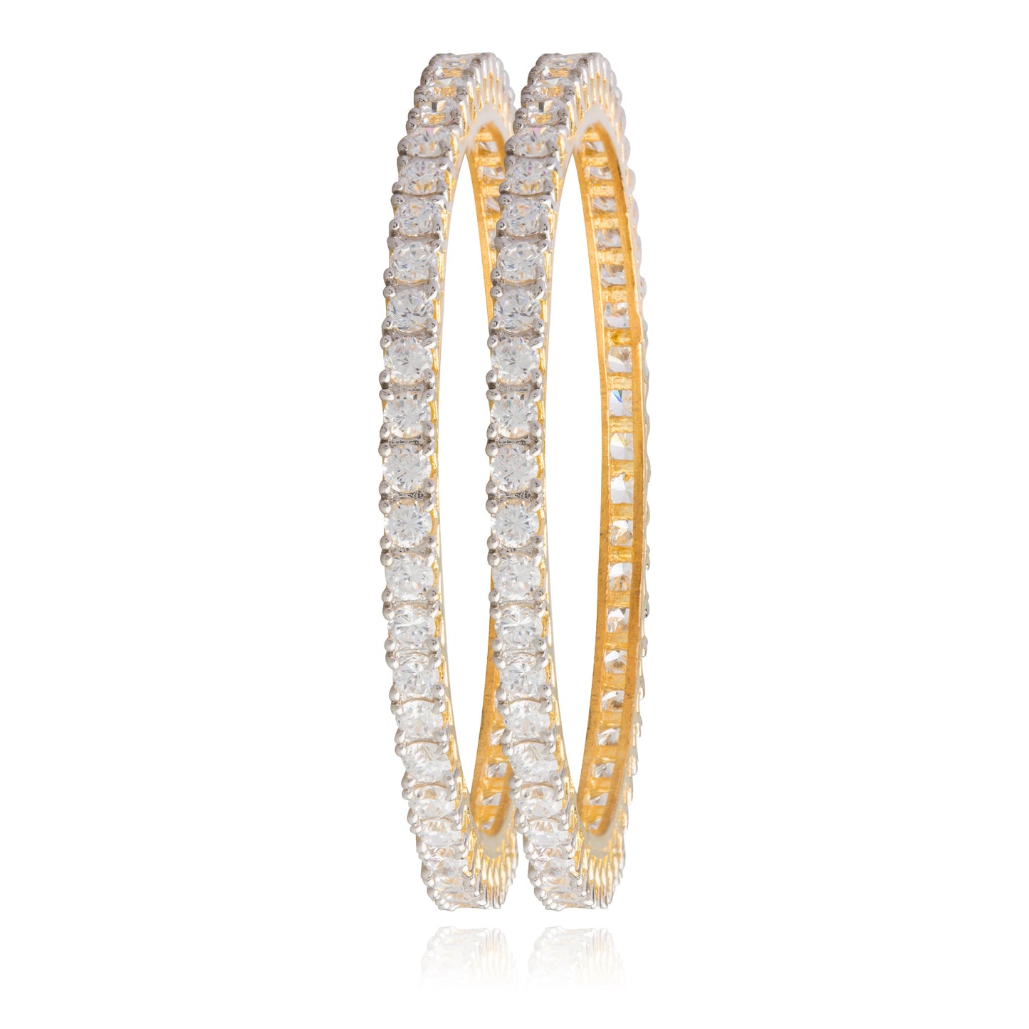 24K Gold Plated Solitaire Bangles For Women (SJ_3002)