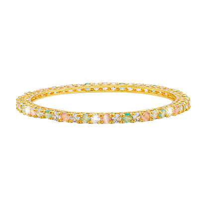 Shining Jewel Gold Plated American Diamond CZ Solitaire Bangles For Women SJ_3002_(G.MT)_2.6