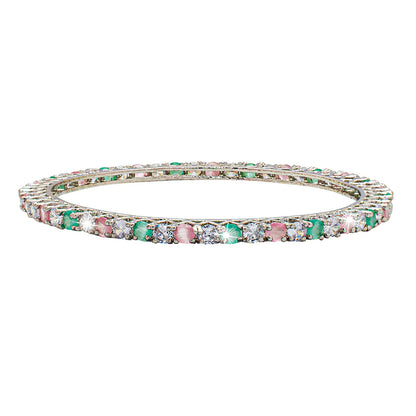 Shining Jewel Silver Plated American Diamond CZ Solitaire Bangles For Women SJ_3002_(S.MT)_2.4