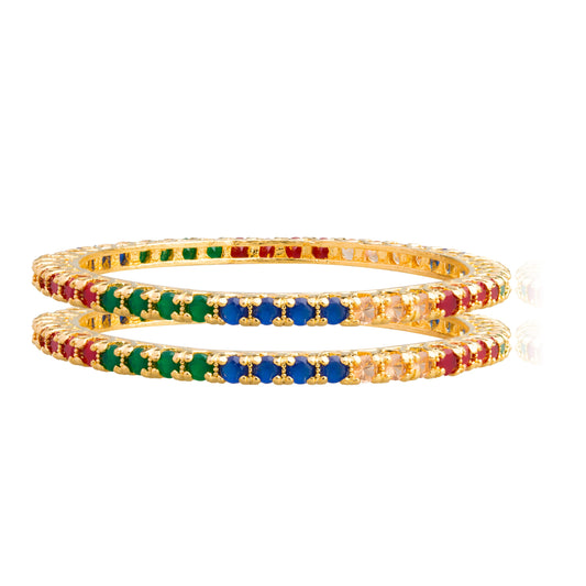 24K Gold Plated Solitaire Bangles For Women (SJ_3003) - Shining Jewel