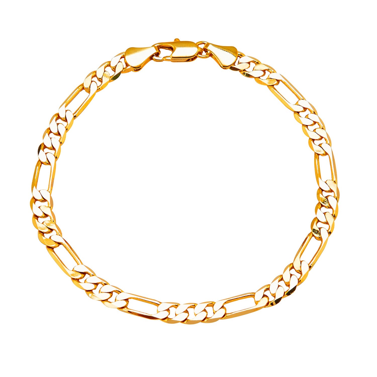 Buy 14K Solid Yellow Gold Figaro Link Chain Bracelet 19 to 7mm Online in  India  Etsy