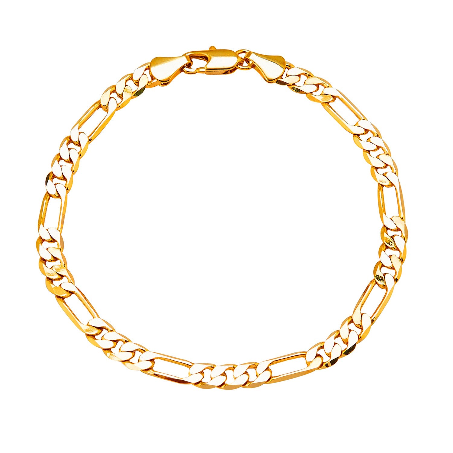 14K 8 inches Gold Plated Imported Quality Figaro Bracelet for Men & Women (SJ_3017) - Shining Jewel