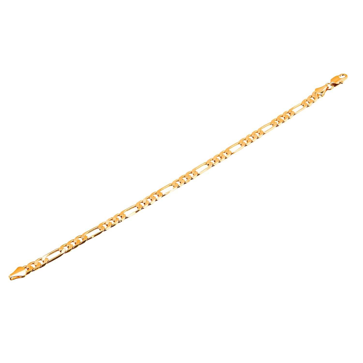 14K 8 inches Gold Plated Imported Quality Figaro Bracelet for Men & Women (SJ_3017) - Shining Jewel