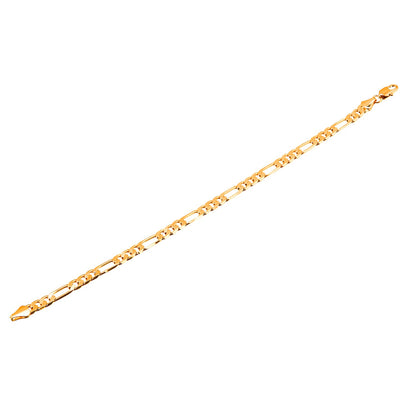 14K 8 inches Gold Plated Imported Quality Figaro Bracelet for Men & Women (SJ_3017) - Shining Jewel