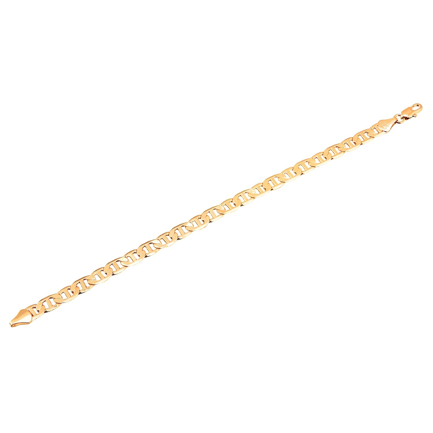 14K 8 inches Flat & Thick Gold Plated Imported Quality Mariner Link Bracelet for Men & Women (SJ_3020) - Shining Jewel