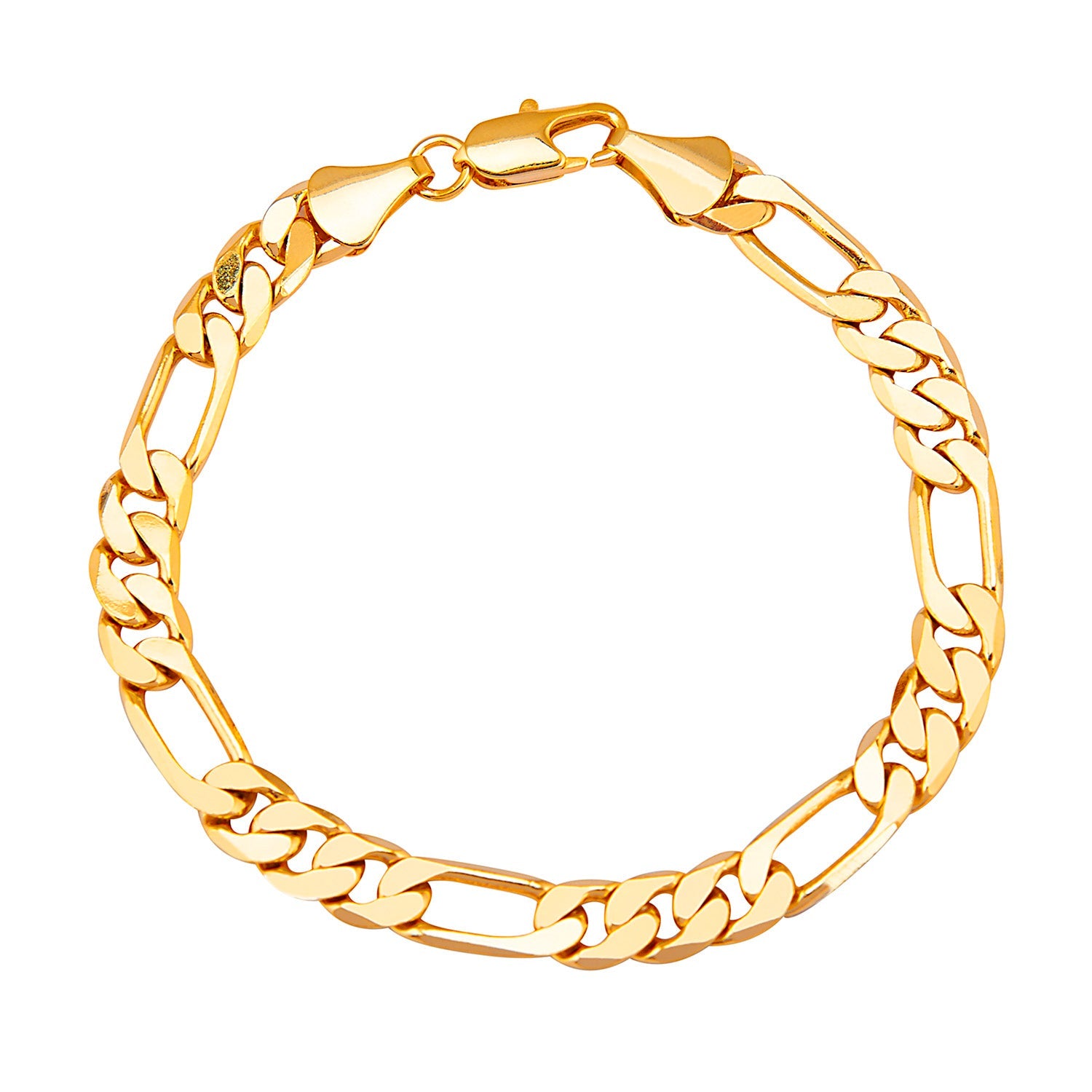 14K 8 inches Gold Plated Imported Quality Figaro Bracelet for Men  Wo   Shining Jewel