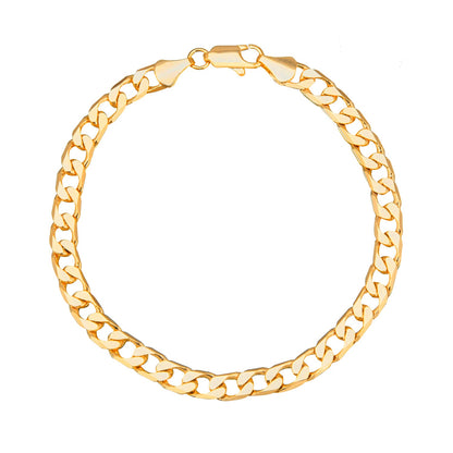 24K 8 inches Gold Plated Imported Quality Cuban Style Link Bracelet for Men & Women (SJ_3056) - Shining Jewel