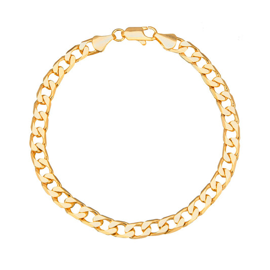 24K 8 inches Gold Plated Imported Quality Cuban Style Link Bracelet for Men & Women (SJ_3056) - Shining Jewel