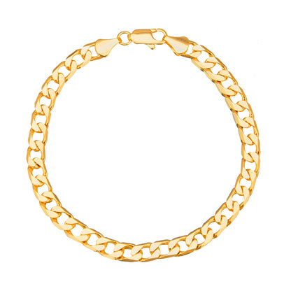 24K 8 inches Gold Plated Imported Quality Cuban Style Link Bracelet for Men & Women (SJ_3058) - Shining Jewel