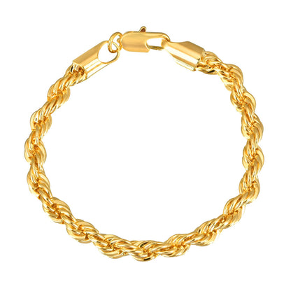 24K 8 inches Gold Plated Imported Quality Rope Bracelet for Men & Women (SJ_3060) - Shining Jewel