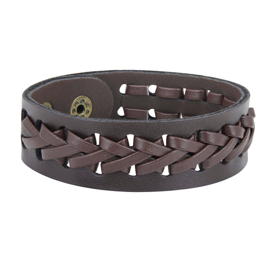 Hand-woven Brown Leather Bracelet for Men (SJ_3075)