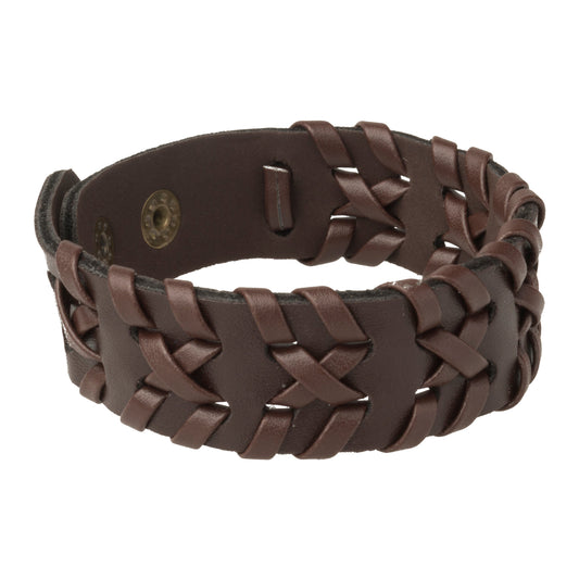 Hand-woven Brown Leather Bracelet for Men (SJ_3077)