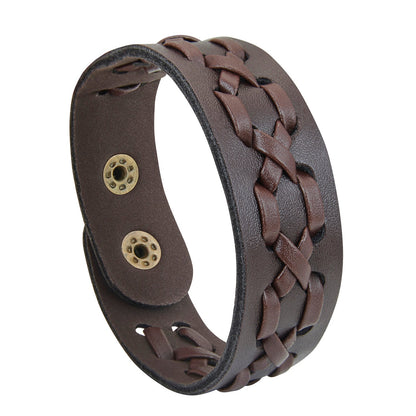 Hand-woven Brown Leather Bracelet for Men (SJ_3079)