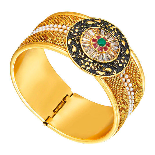 Designer Adjustable Bangle Kada With Kundan Stones For Women (SJ_3092)