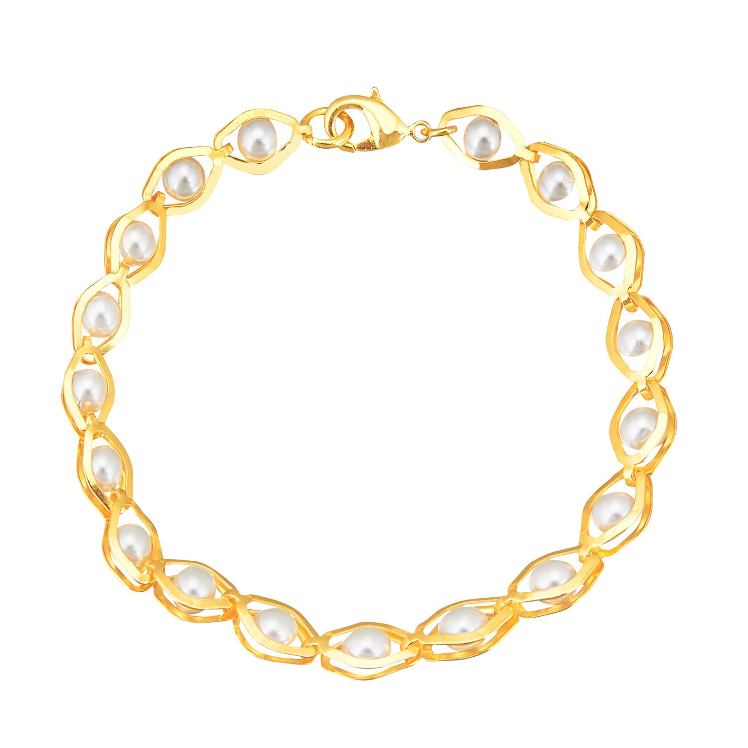 Rubans 24k Gold plated kundan studded pearl beaded handcrafted bangles