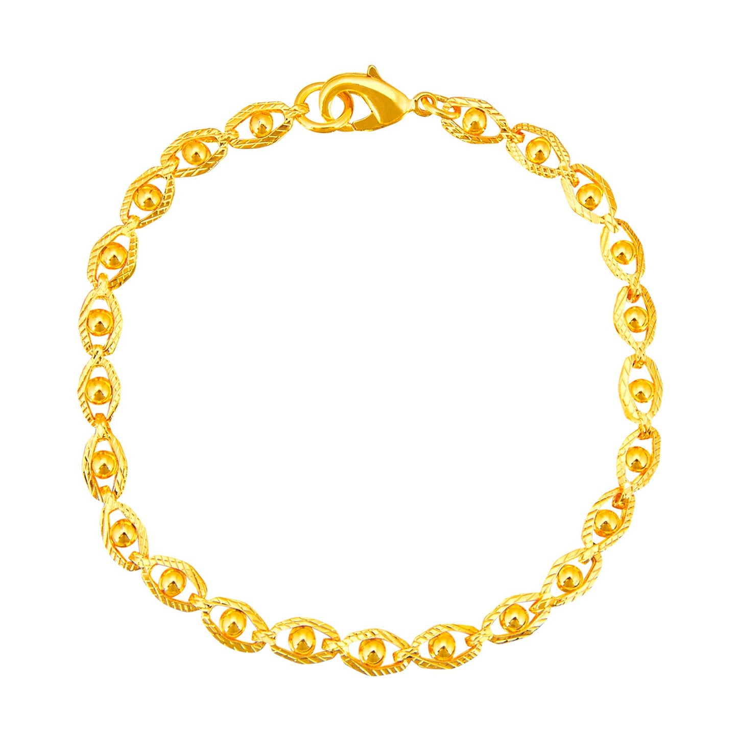 24K Gold Link Bracelet For Women (SJ_3104) - Shining Jewel