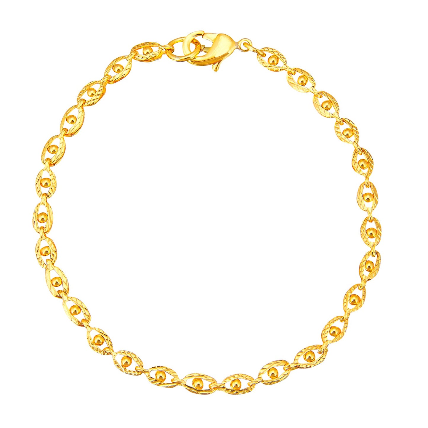 24K Gold Link Bracelet For Women (SJ_3107) - Shining Jewel