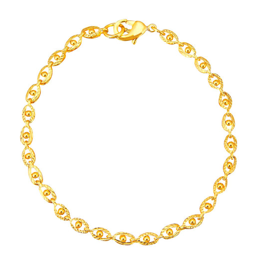 24K Gold Link Bracelet For Women (SJ_3107) - Shining Jewel