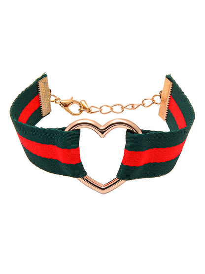 Shining Jewel Western & Stylish Heart Buckle Cloth Strap  Bracelet For Girls And Women (SJ_3144)