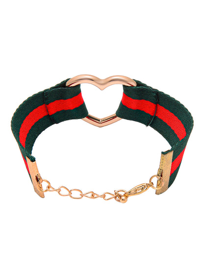 Shining Jewel Western & Stylish Heart Buckle Cloth Strap  Bracelet For Girls And Women (SJ_3144)