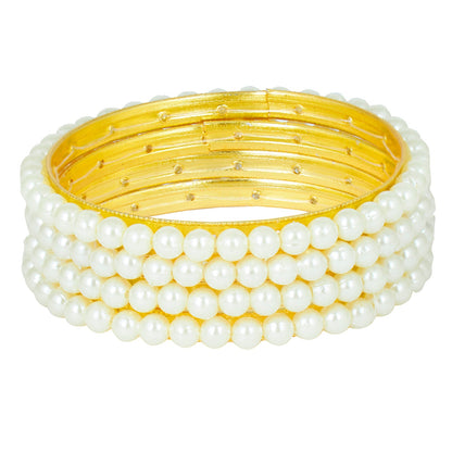 Traditional Gold Pearl  Bangles for Women 22K (Pack of 4) (SJ_3171) - Shining Jewel