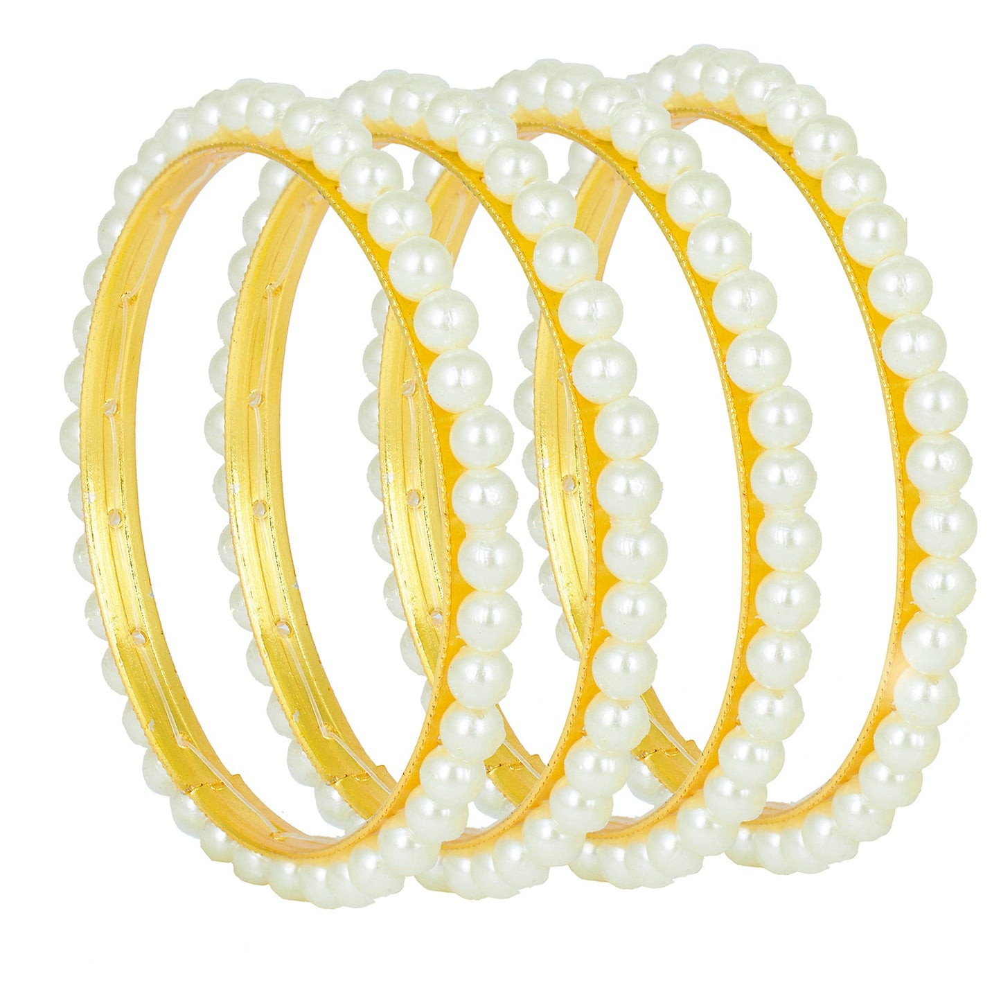 Traditional Gold Pearl  Bangles for Women 22K (Pack of 4) (SJ_3171)