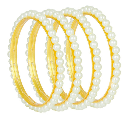 Traditional Gold Pearl  Bangles for Women 22K (Pack of 4) (SJ_3171)