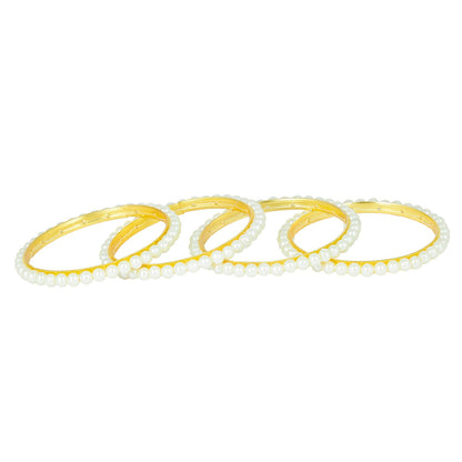 Traditional Gold Pearl  Bangles for Women 22K (Pack of 4) (SJ_3171)