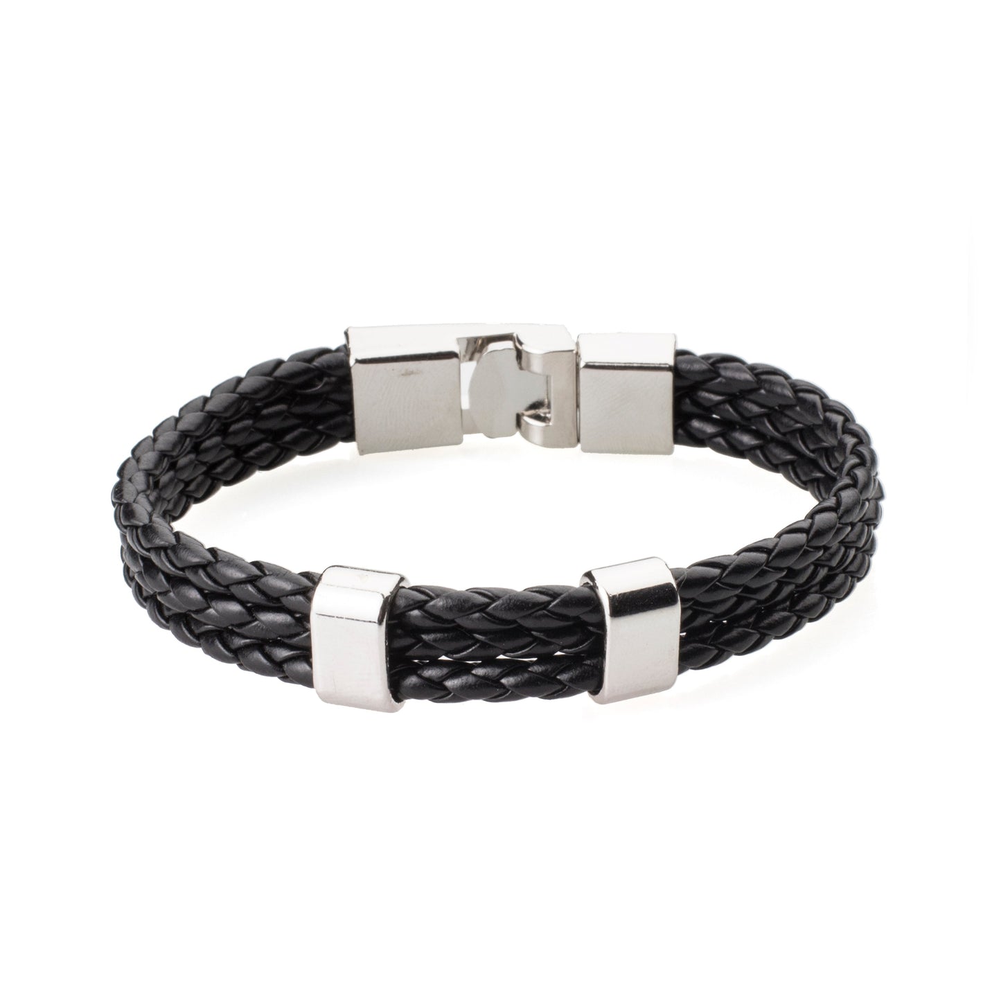 Multilayer Braided Leather Bracelet for Men / Boys with Stainless Steel Charms (SJ_3215)