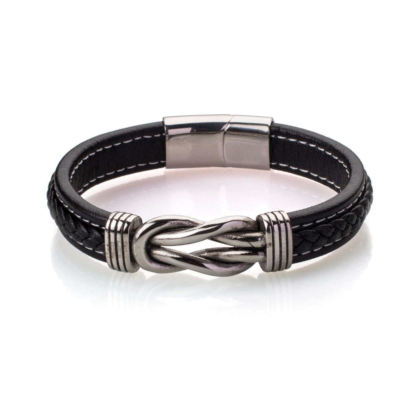 Multilayer Braided Leather Bracelet for Men / Boys with Stainless Steel and Magnetic Clasps (SJ_3224)