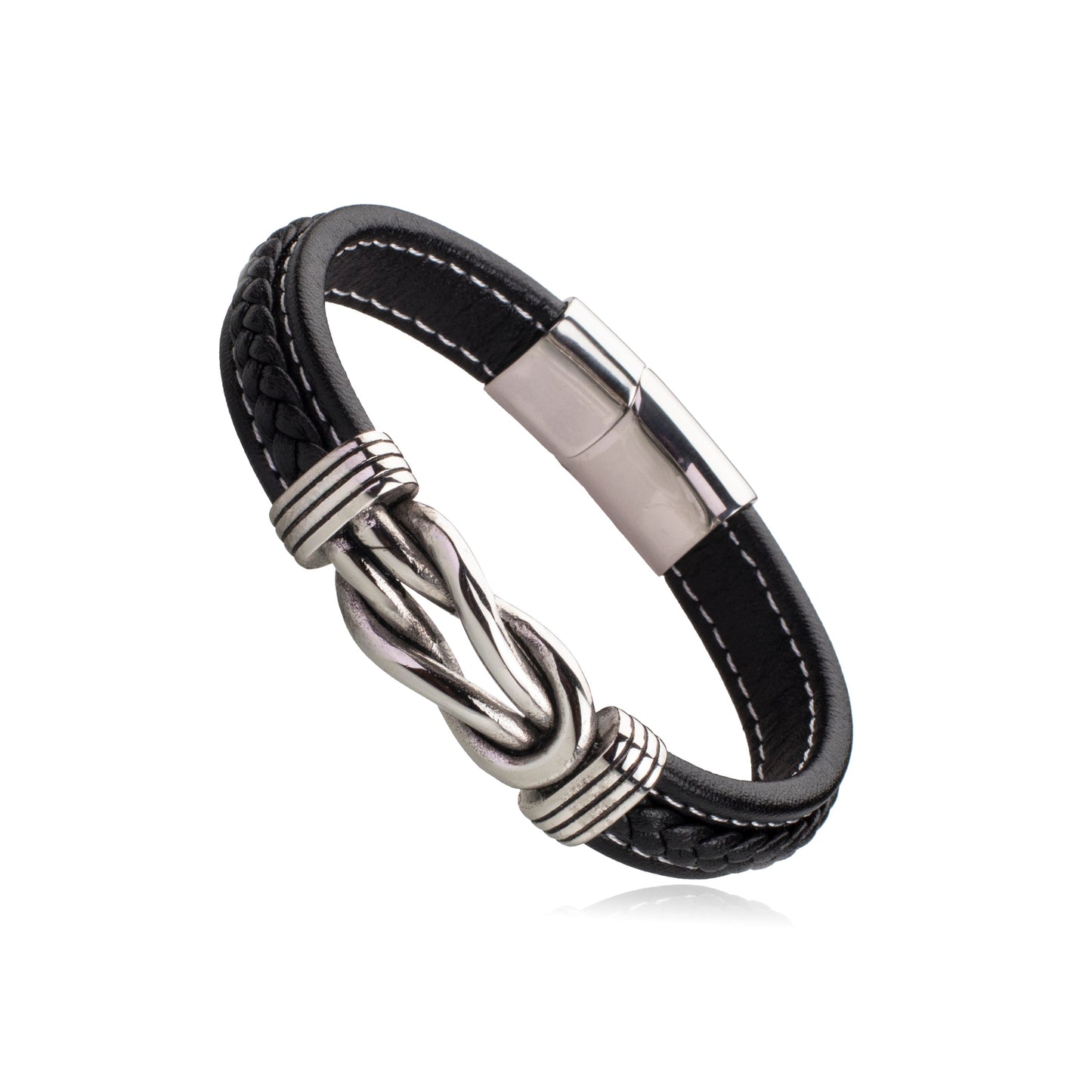 Multilayer Braided Leather Bracelet for Men / Boys with Stainless Steel and Magnetic Clasps (SJ_3224)