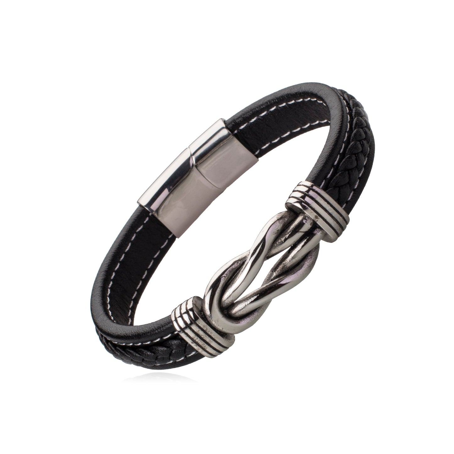 Multilayer Braided Leather Bracelet for Men / Boys with Stainless Steel and Magnetic Clasps (SJ_3224)