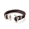 Multilayer Braided Leather Bracelet for Men / Boys with Stainless Steel Anchor Charm (SJ_3227_BR)