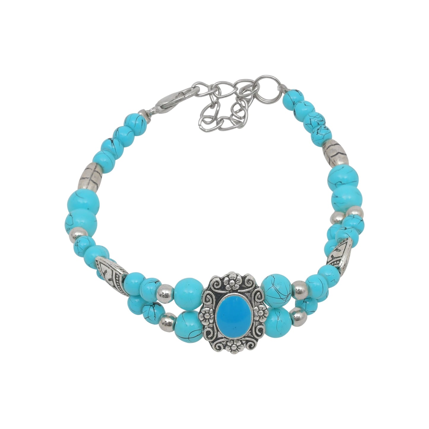 Turquoise Beads and Natural Stone Bracelet for Girls & Women (SJ_3251) - Shining Jewel