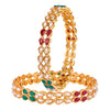 22K Traditional Gold Kada Bangle Set with Pearls and Kundan for Women (Set of 2 Bangles)  (SJ_3254) - Shining Jewel