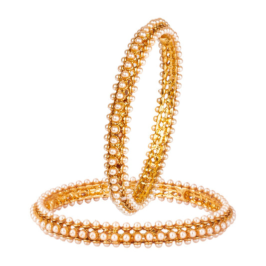 Traditional 22K Gold Pearl Bangles for Women  (Pack of 2) (SJ_3257) - Shining Jewel