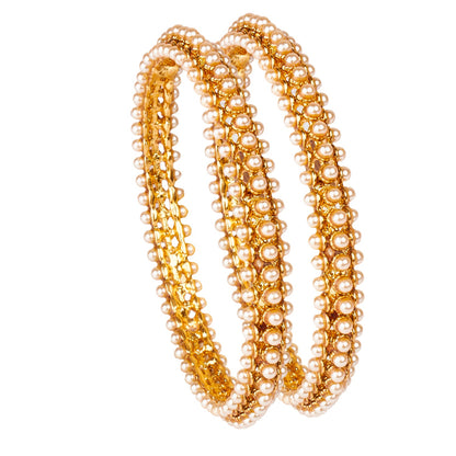 Traditional 22K Gold Pearl Bangles for Women  (Pack of 2) (SJ_3257)