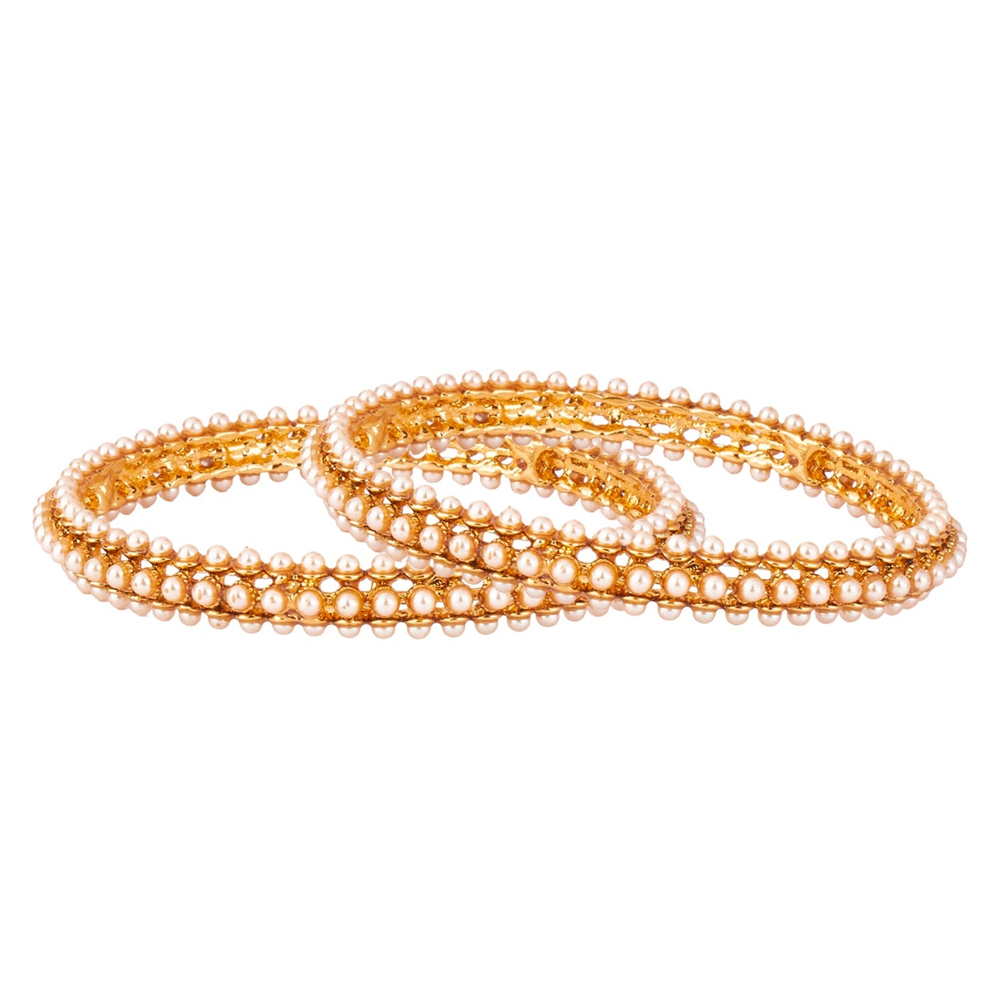 Traditional 22K Gold Pearl Bangles for Women  (Pack of 2) (SJ_3257)