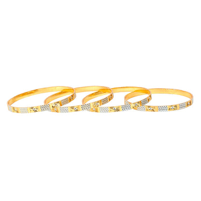 24K Fine Two Tone Gold & Silver Plated Traditional Designer Bangles for Women (Pack of 4) SJ_3259
