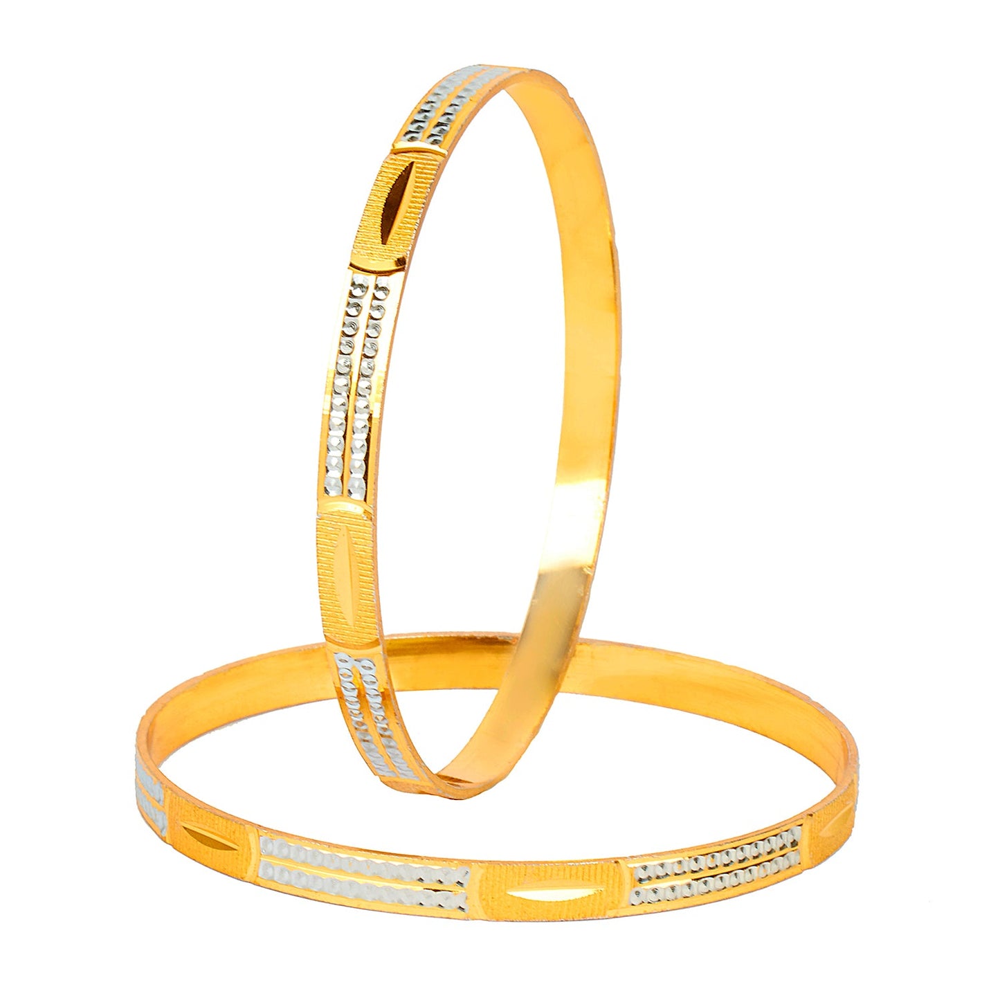 24K Fine Two Tone Gold & Silver Plated Traditional Designer Bangles for Women (Pack of 4) SJ_3261