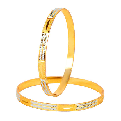 24K Fine Two Tone Gold & Silver Plated Traditional Designer Bangles for Women (Pack of 4) SJ_3261