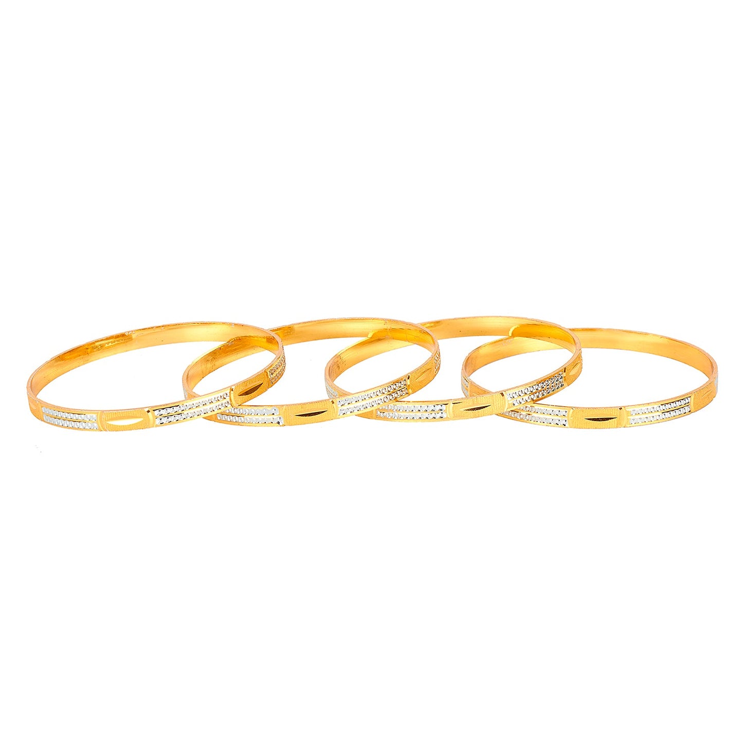 24K Fine Two Tone Gold & Silver Plated Traditional Designer Bangles for Women (Pack of 4) SJ_3261