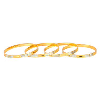 24K Fine Two Tone Gold & Silver Plated Traditional Designer Bangles for Women (Pack of 4) SJ_3261