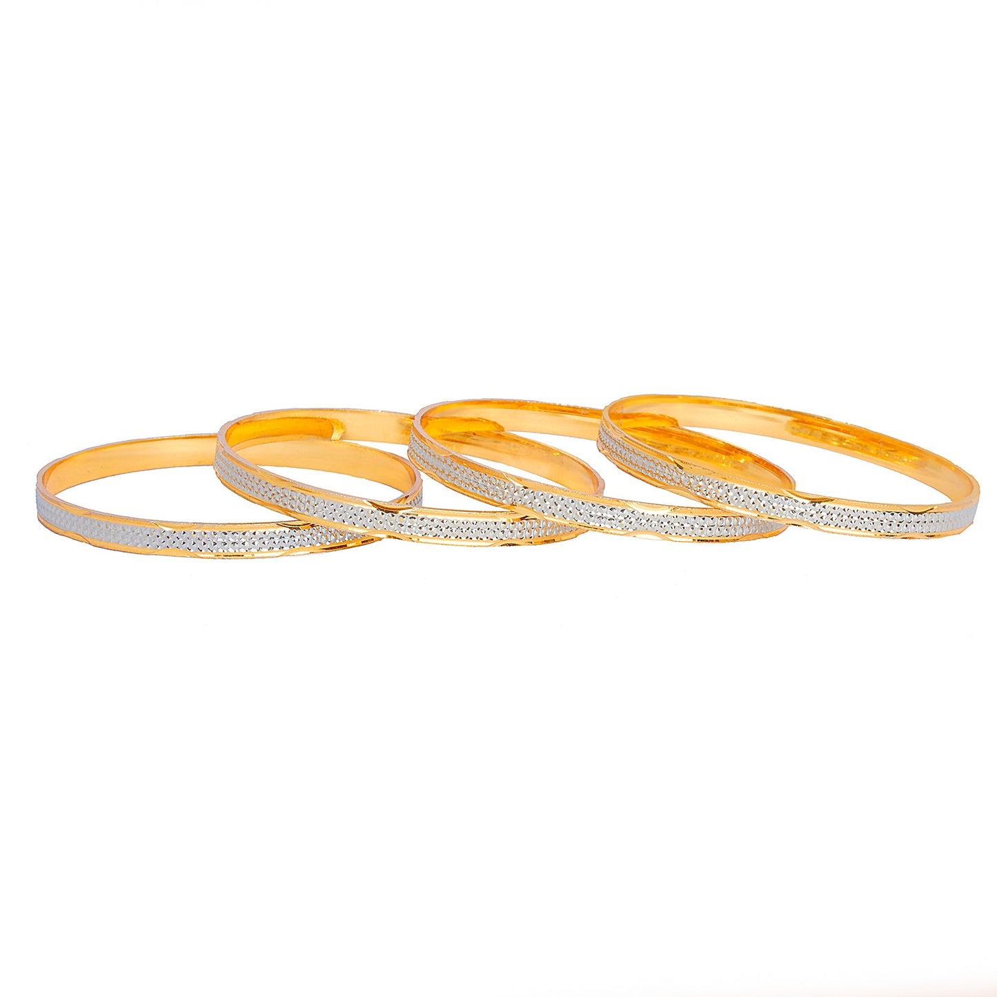 24K Fine Two Tone Gold & Silver Plated Traditional Designer Bangles for Women (Pack of 4) SJ_3268