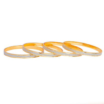 24K Fine Two Tone Gold & Silver Plated Traditional Designer Bangles for Women (Pack of 4) SJ_3268