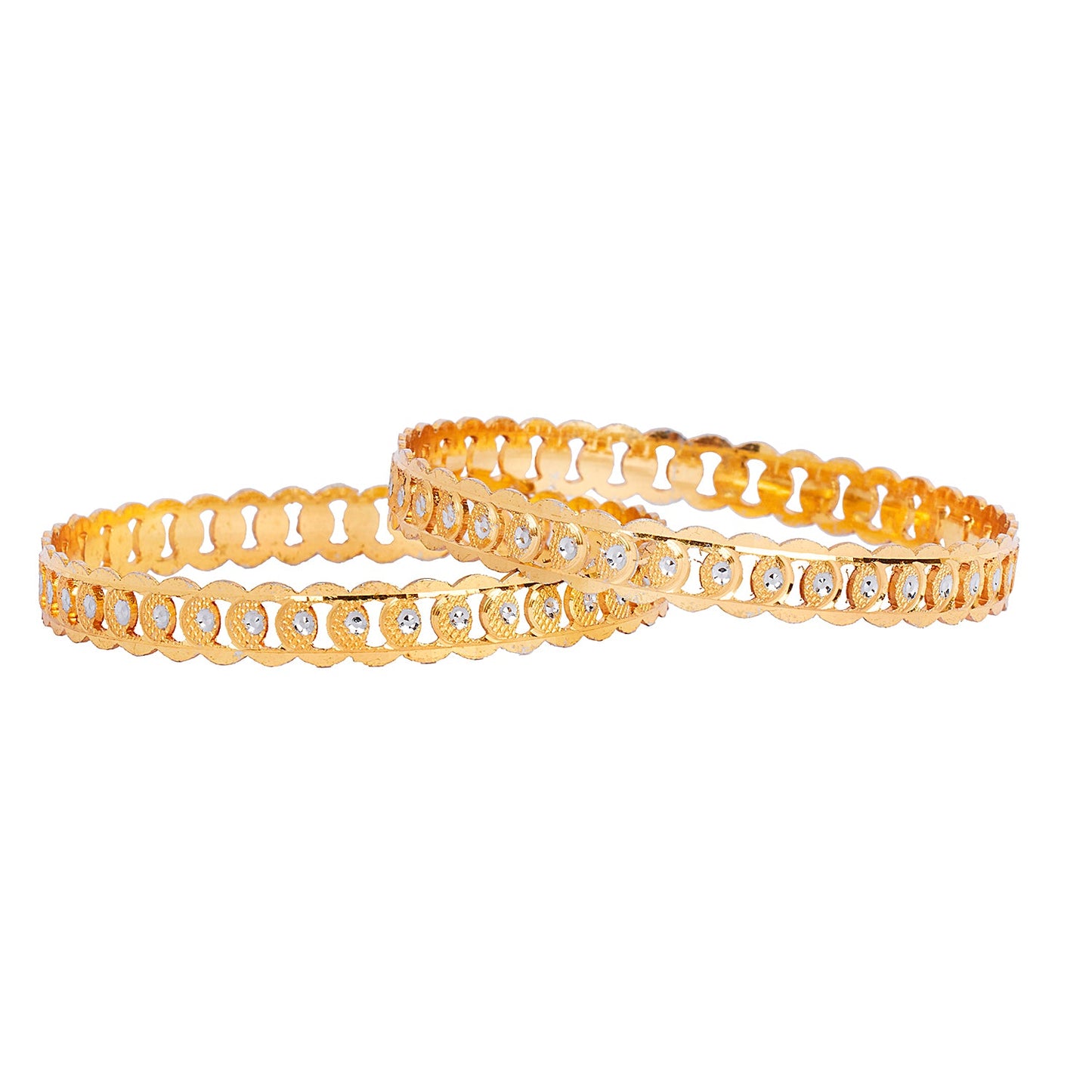 24K Fine Two Tone Gold & Silver Plated Traditional Designer Bangles for Women (Pack of 2) SJ_3271