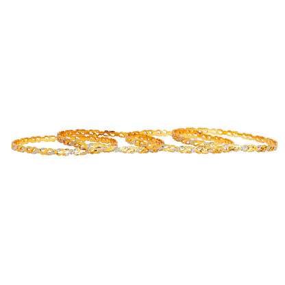24K Fine Two Tone Gold & Silver Plated Traditional Designer Bangles for Women (Pack of 4) SJ_3272