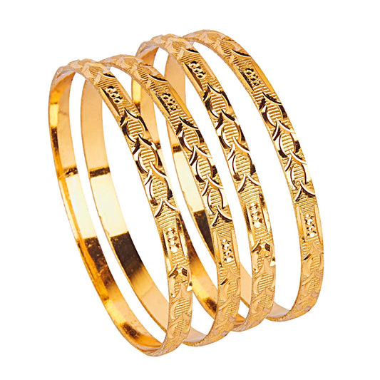 24K Fine Gold Plated Traditional Designer Bangles for Women (Pack of 4) SJ_3274 - Shining Jewel