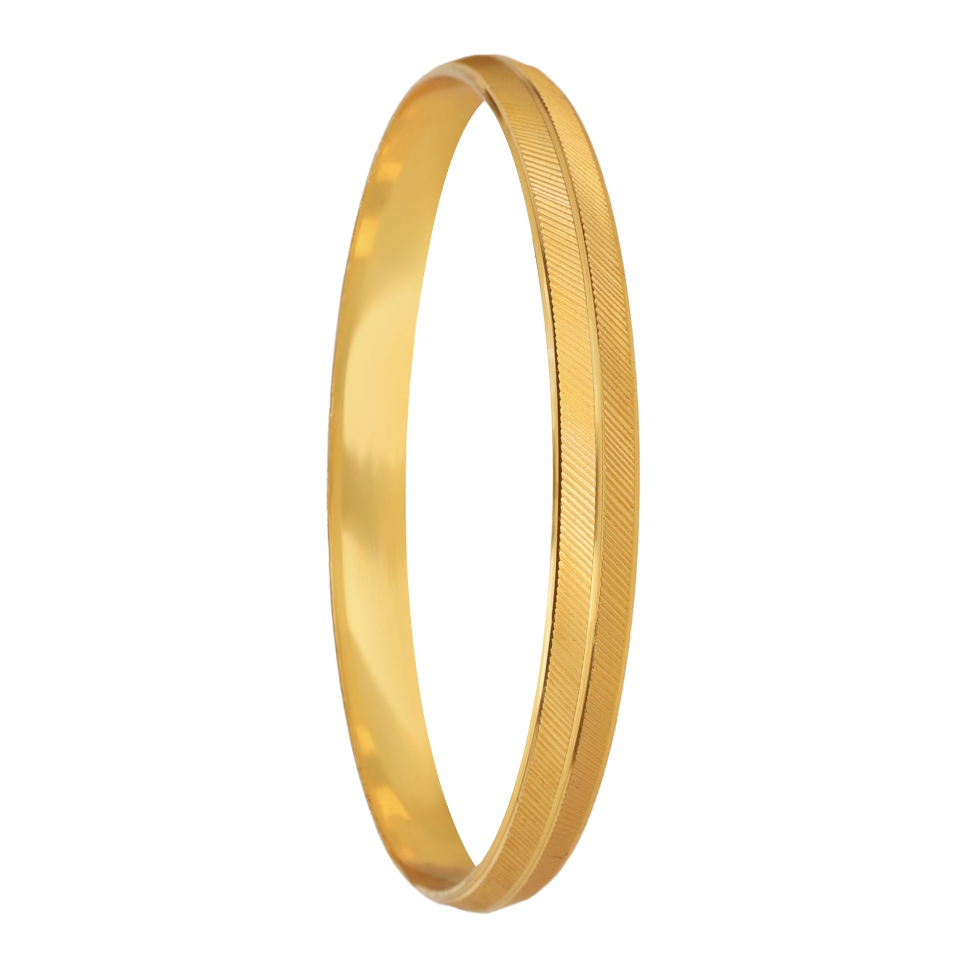 22k Gold Plated Designer Stylish Self Design Amritsari Gold Plated Sikh Kada for Men (SJ_3288)